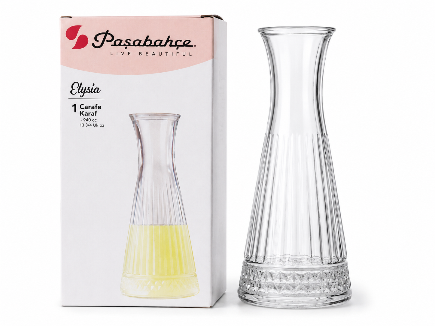 Pasabahce Elysia Glass Carafe 940 ml – Water Carafe, Juice Carafe, Glass Carafe