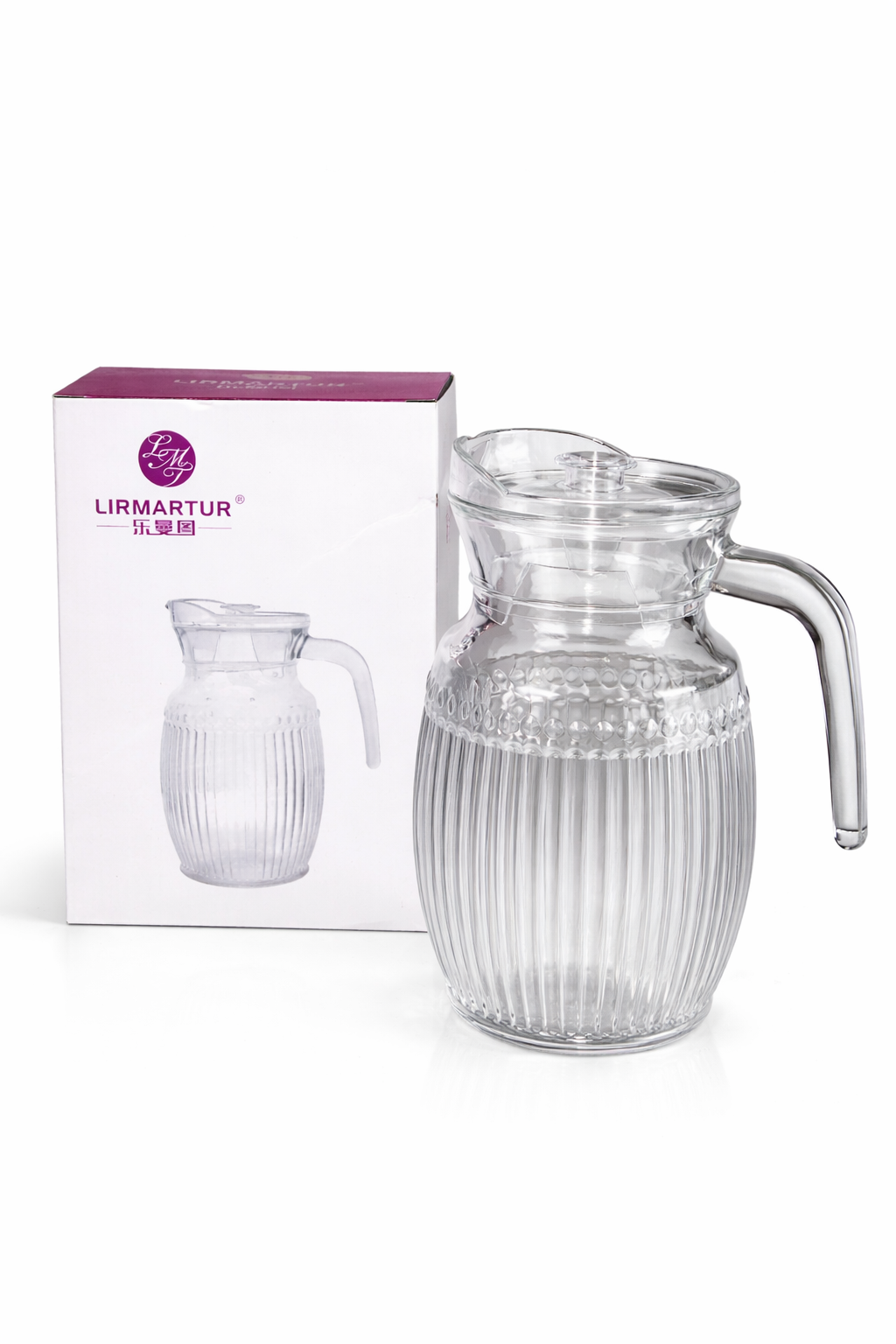 Glaskaraffe 2L mit Deckel Wasserkaraffe Saftkrug Glaskrug Karaffe 2 Liter