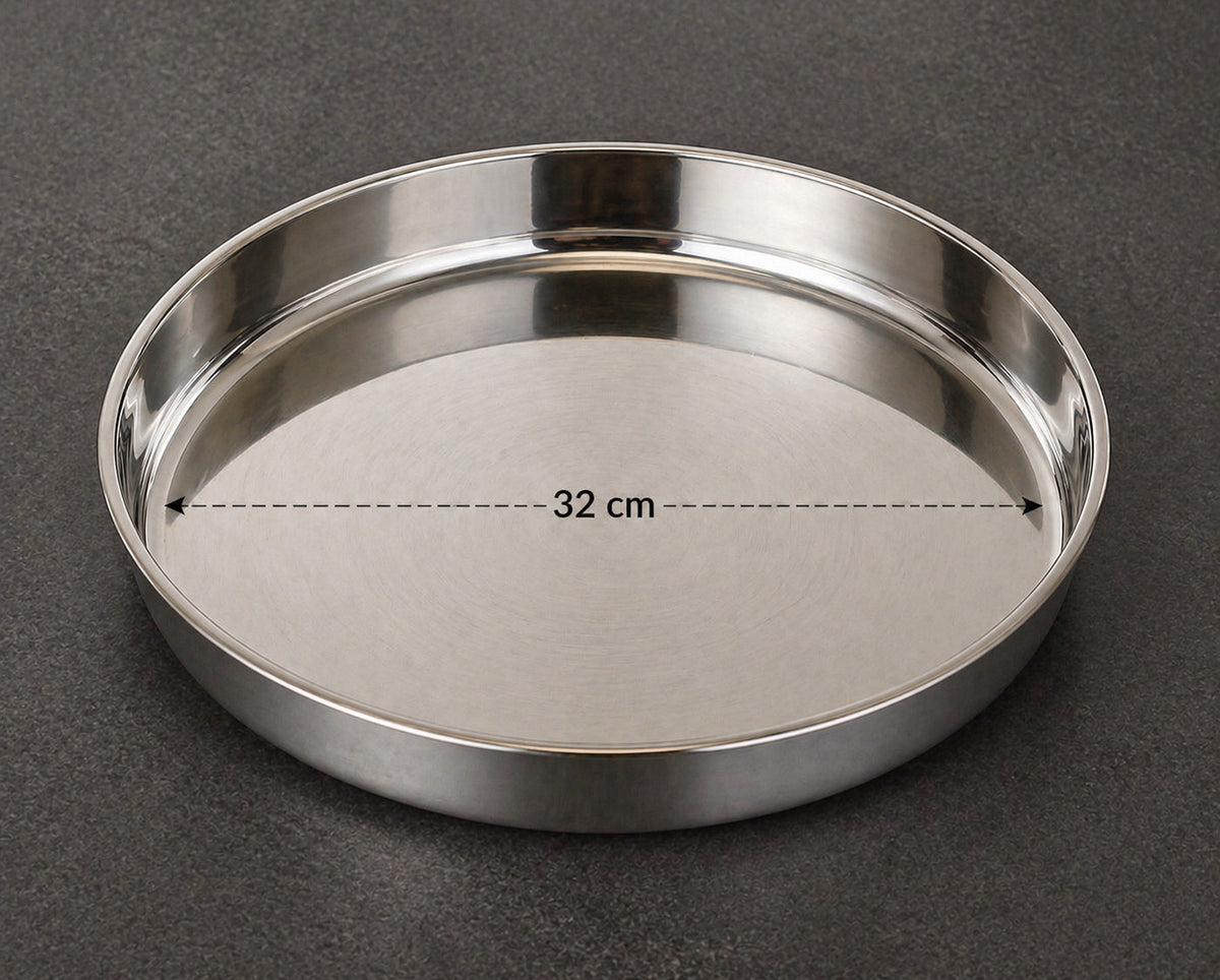 3er Edelstahl Serviertablett Set Ø 28/32/35 cm – Dampfgar Einsatz Stapelbar