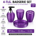 Badset 4 tlg Kunststoff Badezimmer Set Seifenspender Zahnputzbecher WC Zubehör