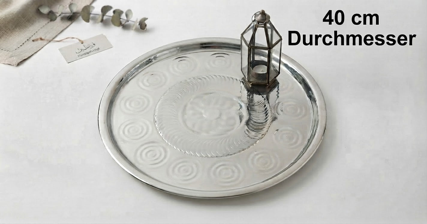 Serviertablett Rund Edelstahl Dekoratives Tablett Ø 40 cm / 50 cm / 60 cm /70 cm