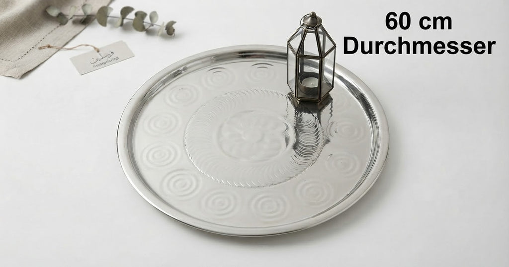 Serviertablett Rund Edelstahl Dekoratives Tablett Ø 40 cm / 50 cm / 60 cm /70 cm