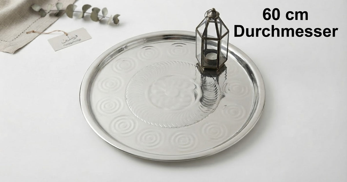 Serviertablett Rund Edelstahl Dekoratives Tablett Ø 40 cm / 50 cm / 60 cm /70 cm