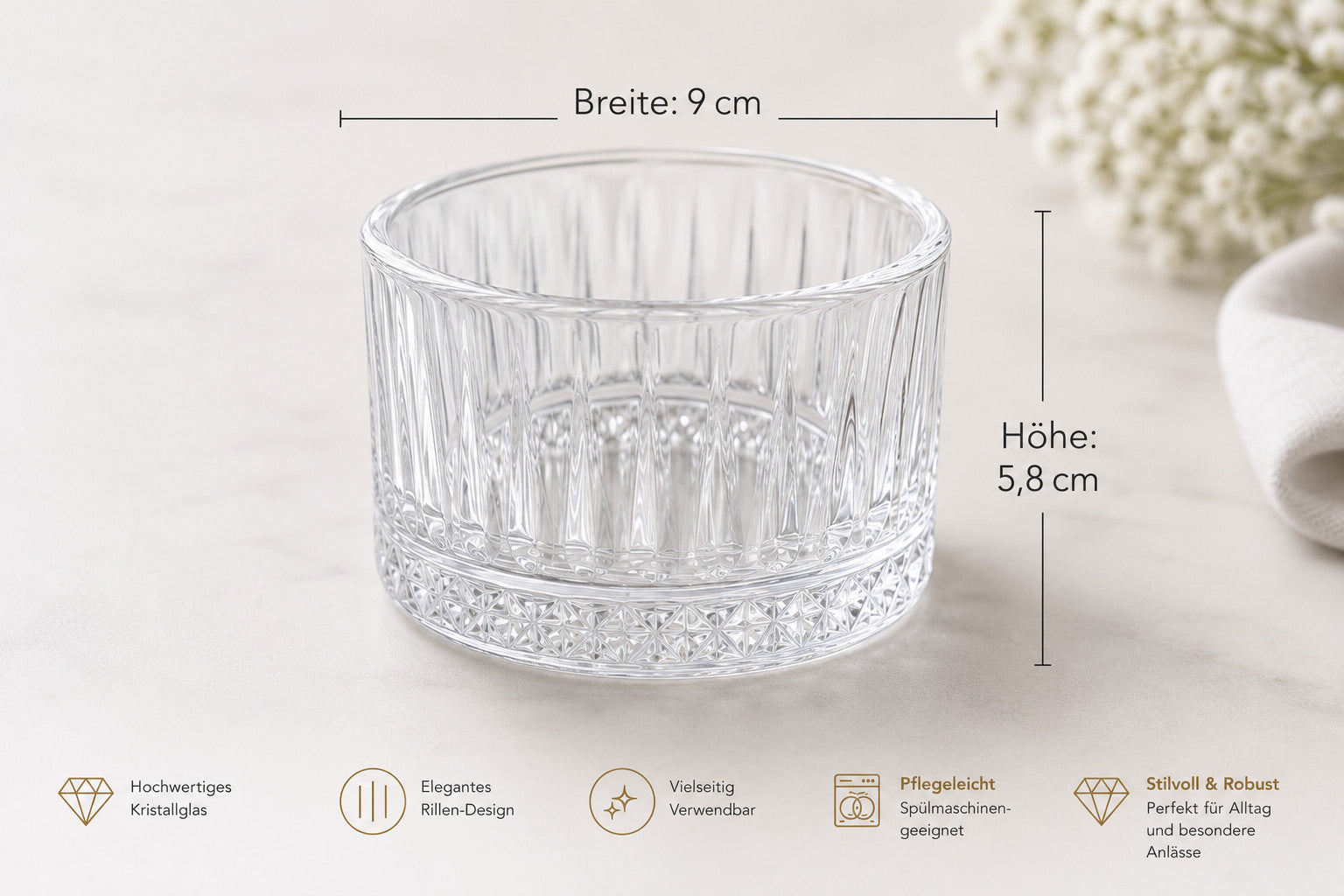 Elegante Glasschalen 6er Set Dessertschalen Müslischalen Servierset