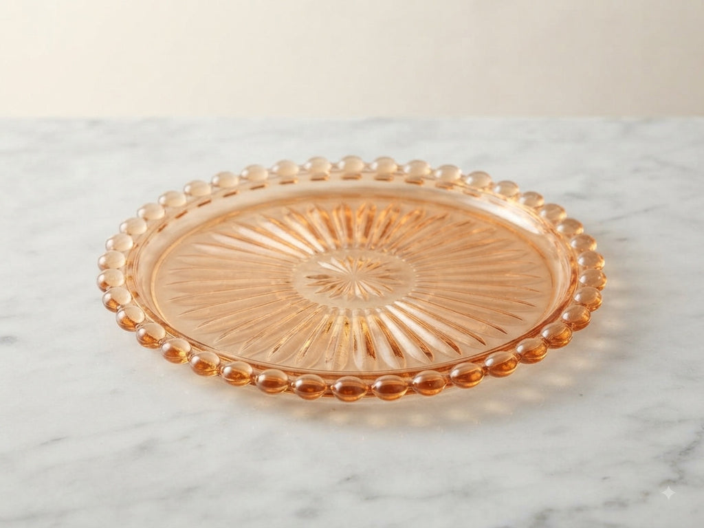 Servierschale Glas Schale perlrand vintage deko 6x Schüssel + 6x Untersetzer