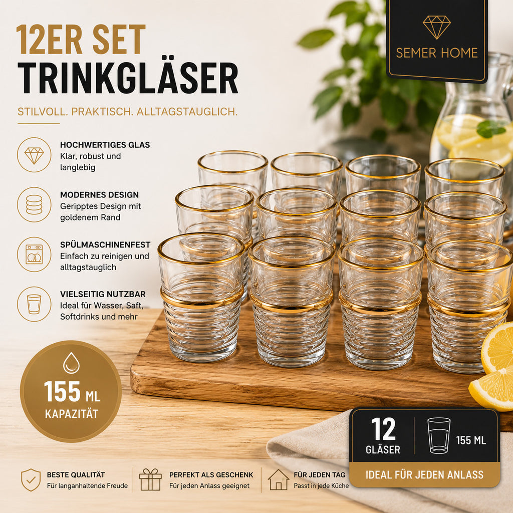 12er Teegläser Set - Saftgläser Modern Orientalisch 6 Modelle Traditionell Tee