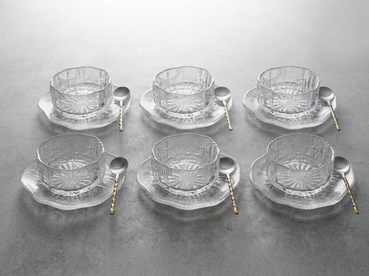 Servierschalen-Set aus Glas 12-teilig inklusive Unterteller 6-Personen-Set