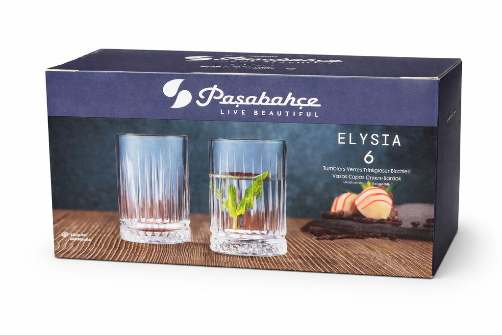 Pasabahce Elysia 6x Tumbler Gläser Whisky Wasser Cocktail Trinkglas Set
