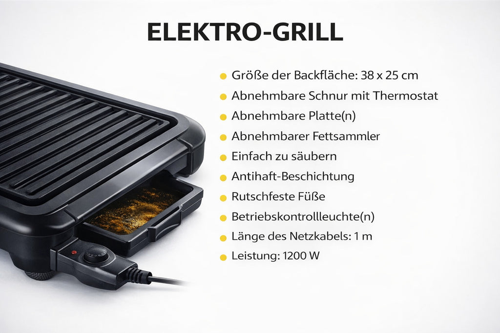 Elektro-tisch-grill 1200W 38x25cm Antihaft Grillplatte Balkon BBQ Grill EGP-023