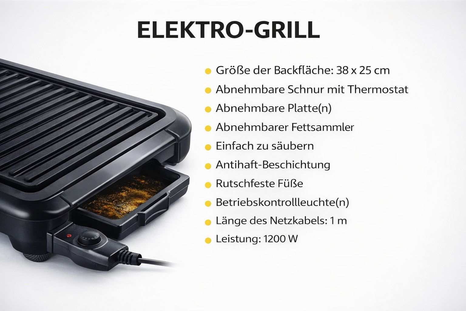 Elektro-tisch-grill 1200W 38x25cm Antihaft Grillplatte Balkon BBQ Grill EGP-023
