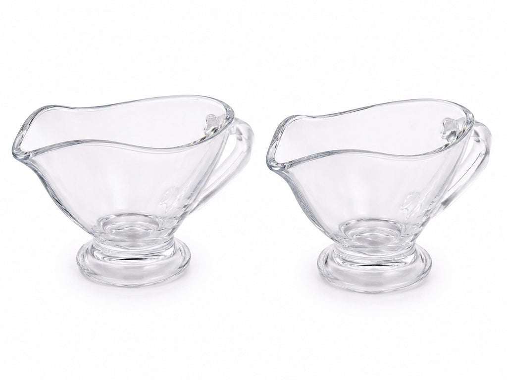 Sauciere 2er Set Glas Saucenschale Servierschale Glas Schüssel mit Griff