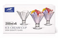 6er Set Eisbecher 200ml Glas Dessertschalen Eisgläser Becher stabil & elegant