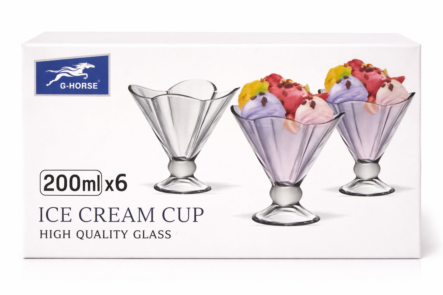 6er Set Eisbecher 200ml Glas Dessertschalen Eisgläser Becher stabil & elegant