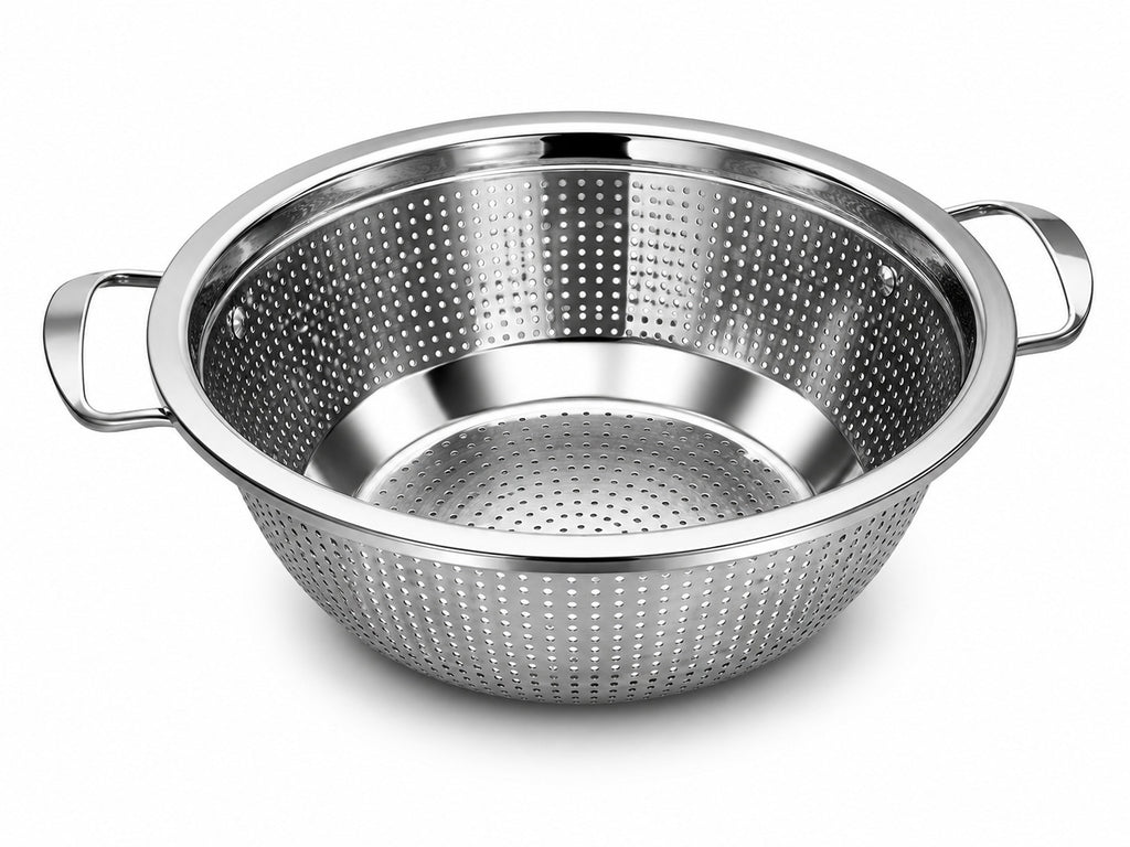 Abtropfsieb Edelstahl 30 - 34 cm Küchensieb mit Griffen, Rostfrei, Feine Lochung