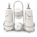 Öl & Essigspender Set - Marmor Design mit Salz & Pfeffer Streuer Ständer Set