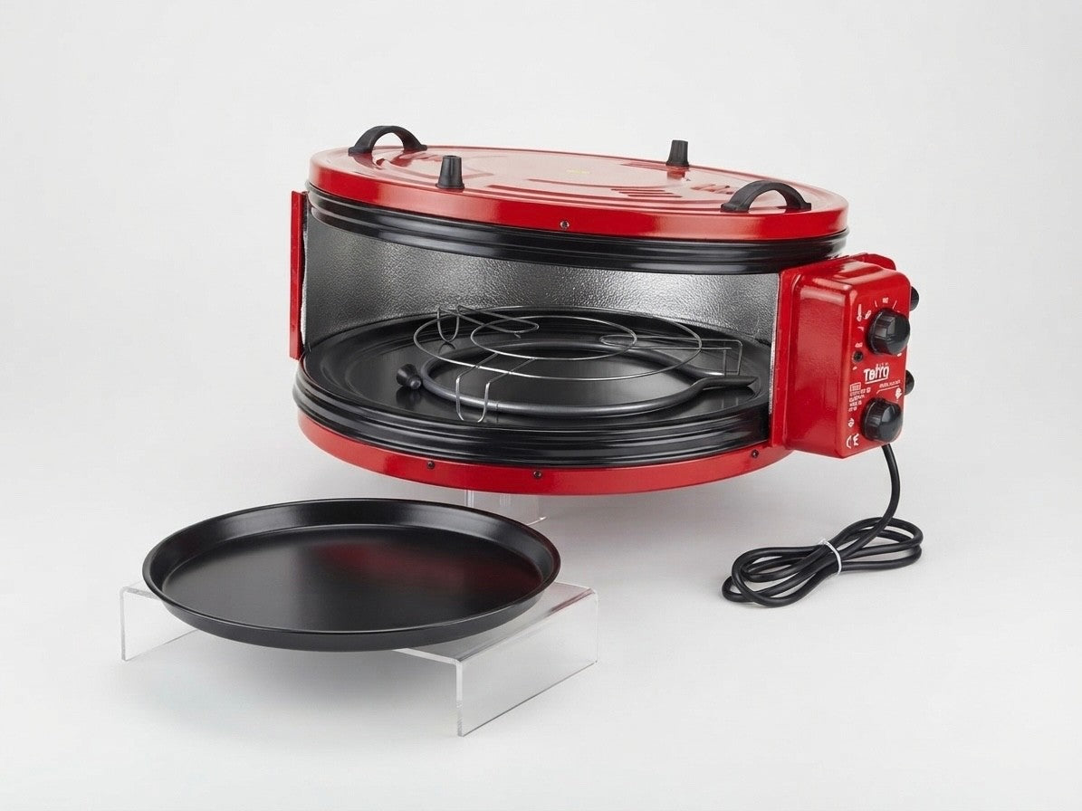 Ofen XXL Elektrischer Mix & Grill runder 42 Liter 1300W mit Thermostat Rot