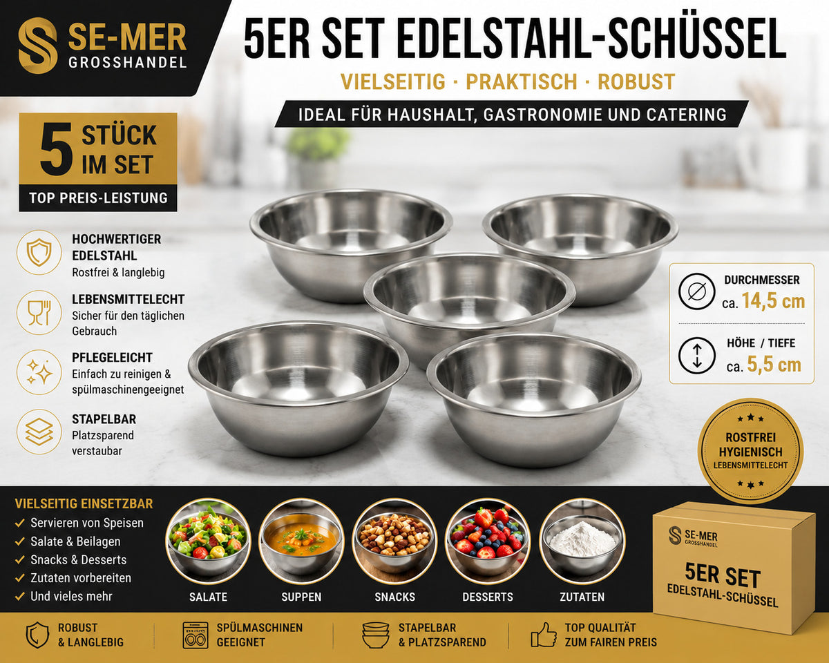 Edelstahlschüssel 14,5 cm Servierschüssel Salatschüssel Küchenschüssel Edelstahl