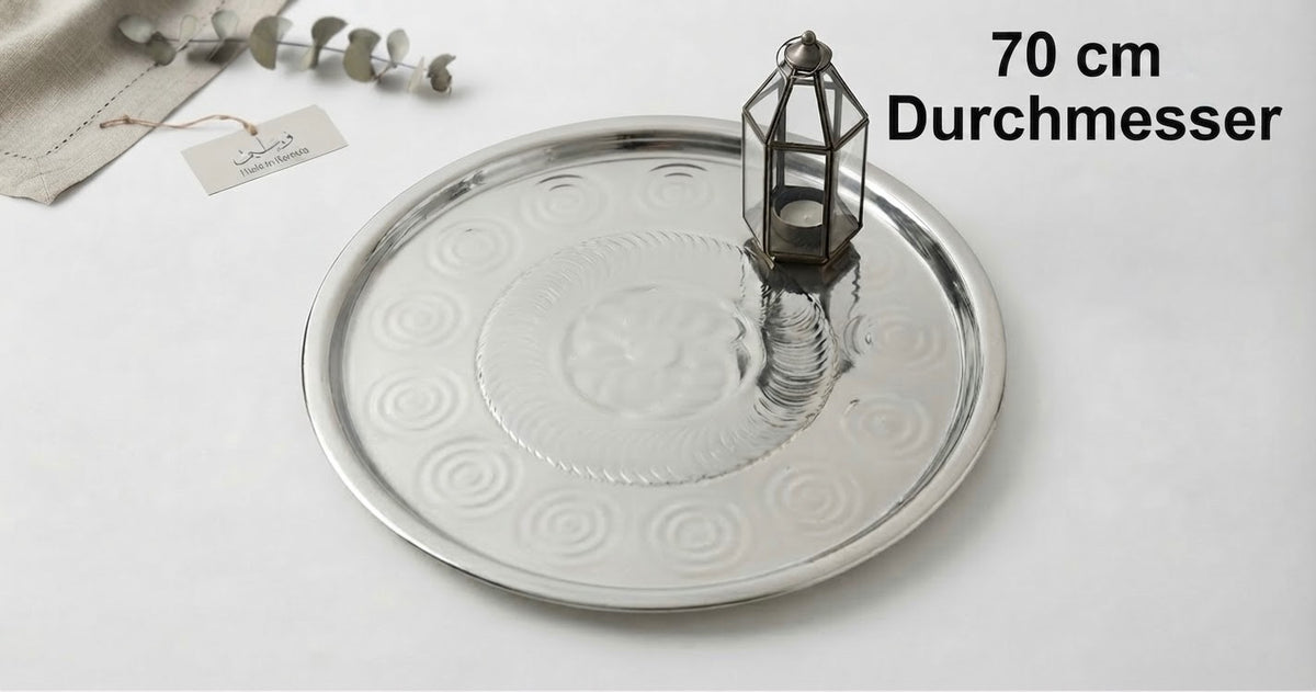 Serviertablett Rund Edelstahl Dekoratives Tablett Ø 40 cm / 50 cm / 60 cm /70 cm