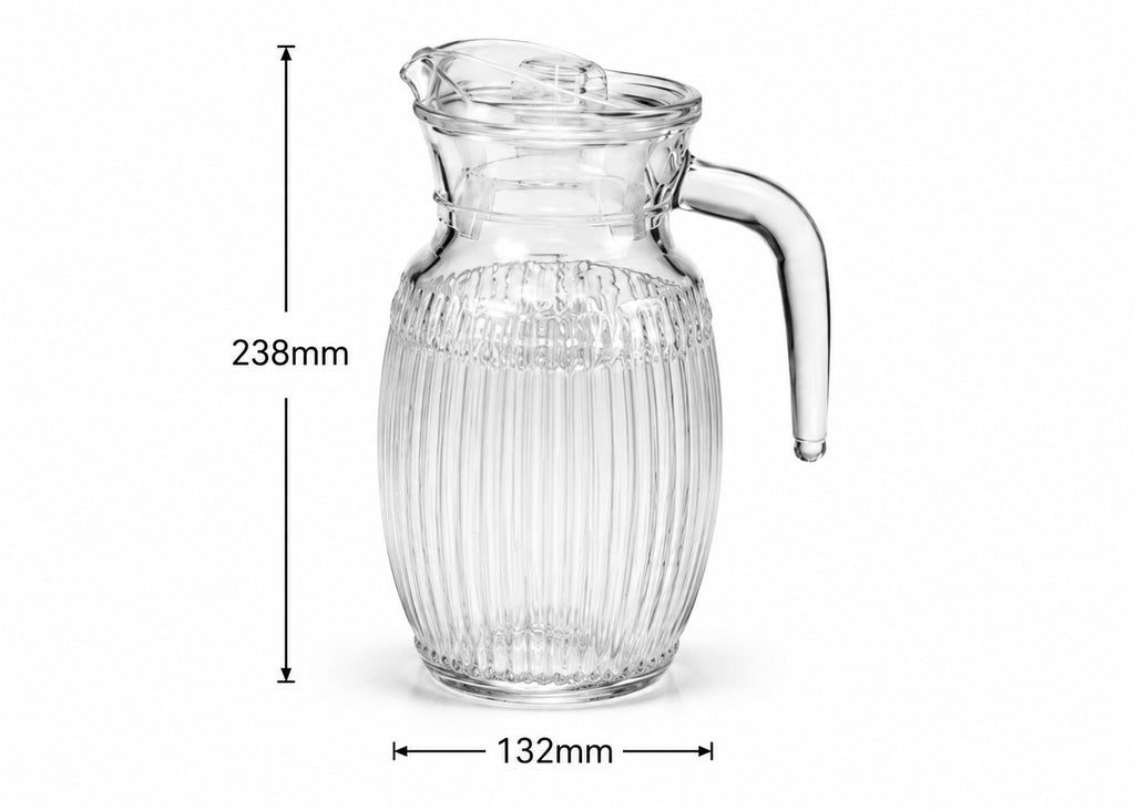Glaskaraffe 2L mit Deckel Wasserkaraffe Saftkrug Glaskrug Karaffe 2 Liter