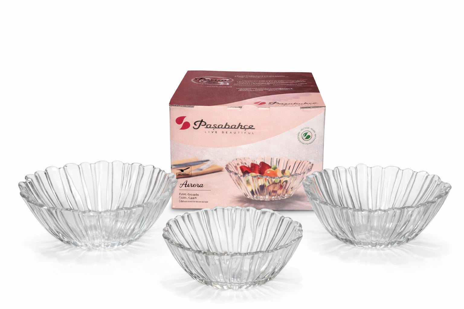 Pasabahce Aurora Glasschalen Set 3x Dessertschalen Müslischalen Servierschalen