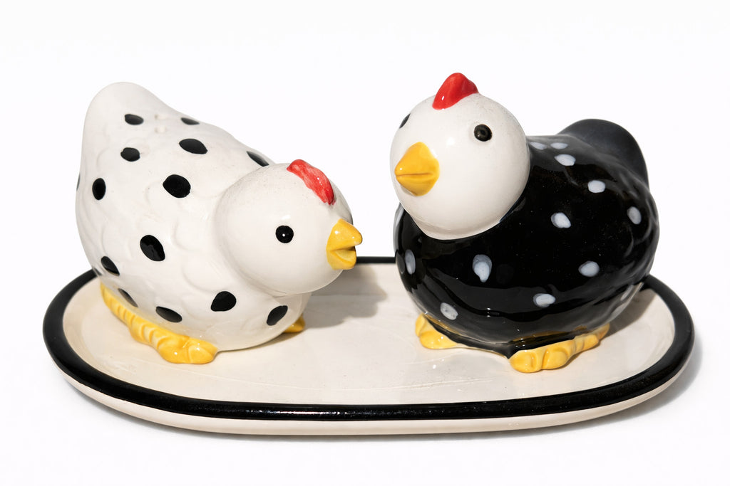 2er Salz & Pfefferstreuer Set Keramik Tiere Deko Küche (Sets mit Unterteller)