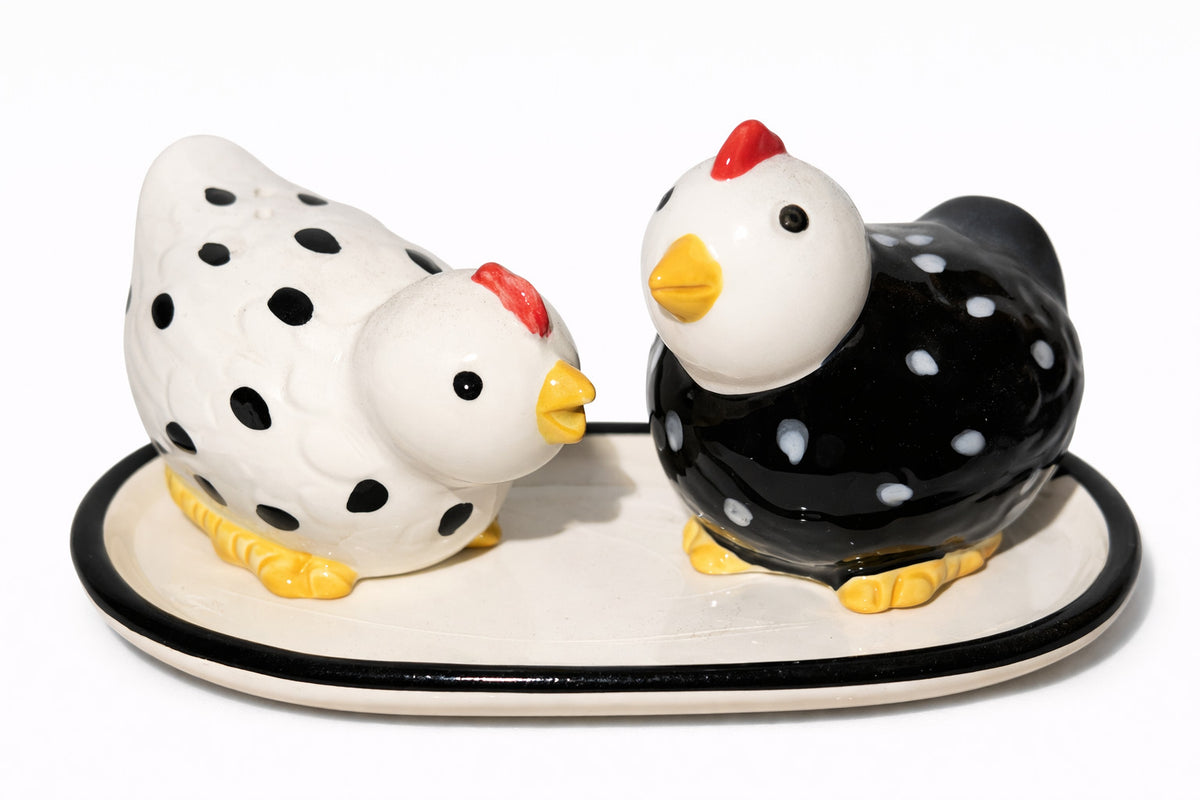 2er Salz & Pfefferstreuer Set Keramik Tiere Deko Küche (Sets mit Unterteller)