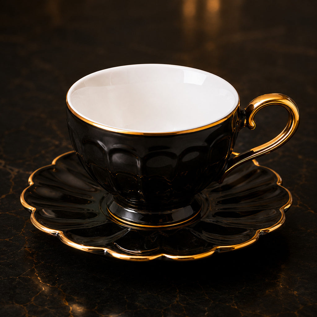Kaffeetassen Mokka Set 6er mit Untertassen Porzellan Kaffeeservice 12-teilig
