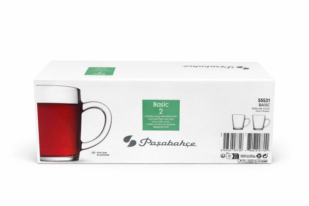 Glastassen mit Henkel 340ml Tee/Kaffe Gläser Set