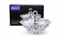 Glasschale, Kristall Optik Bonboniere mit Glasaufsatz