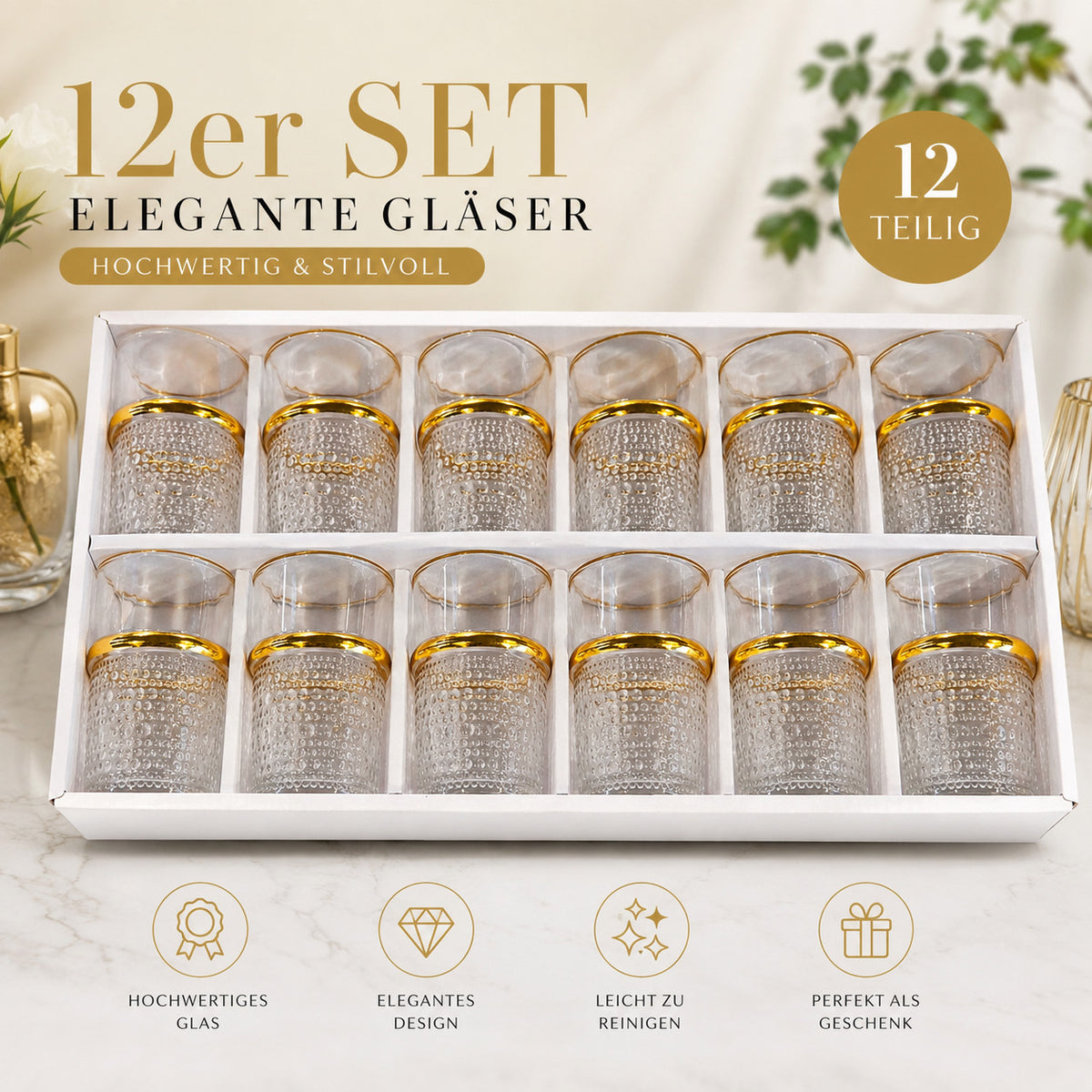 12er Teegläser Set - Saftgläser Modern Orientalisch 6 Modelle Traditionell Tee