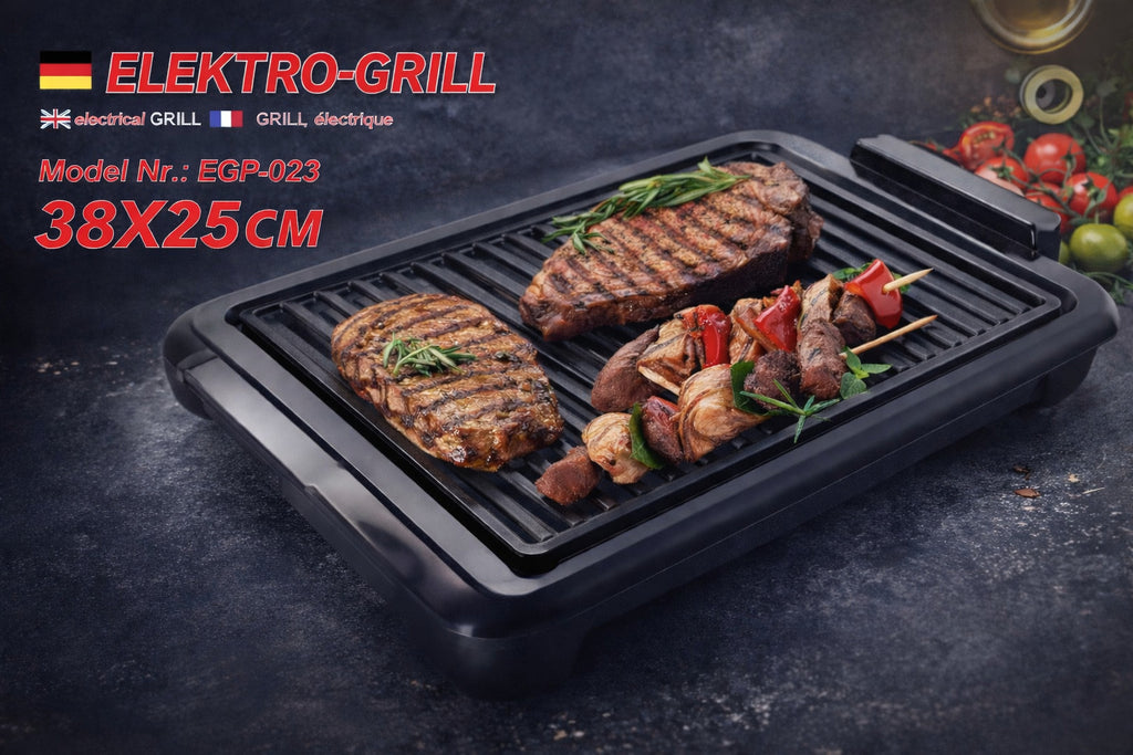 Elektro-tisch-grill 1200W 38x25cm Antihaft Grillplatte Balkon BBQ Grill EGP-023