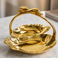 Servierschale mit Griff Gold/Silber Snackschale Süßigkeiten Schale Deko Schwan