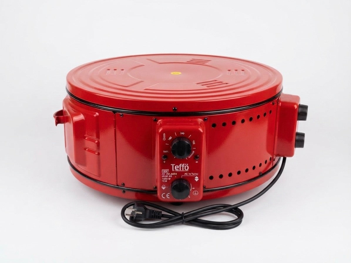Ofen XXL Elektrischer Mix & Grill runder 42 Liter 1300W mit Thermostat Rot