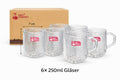 6x Glas Tassen 250ml mit Griff | Trinkgläser Set | Kaffeegläser robust & modern