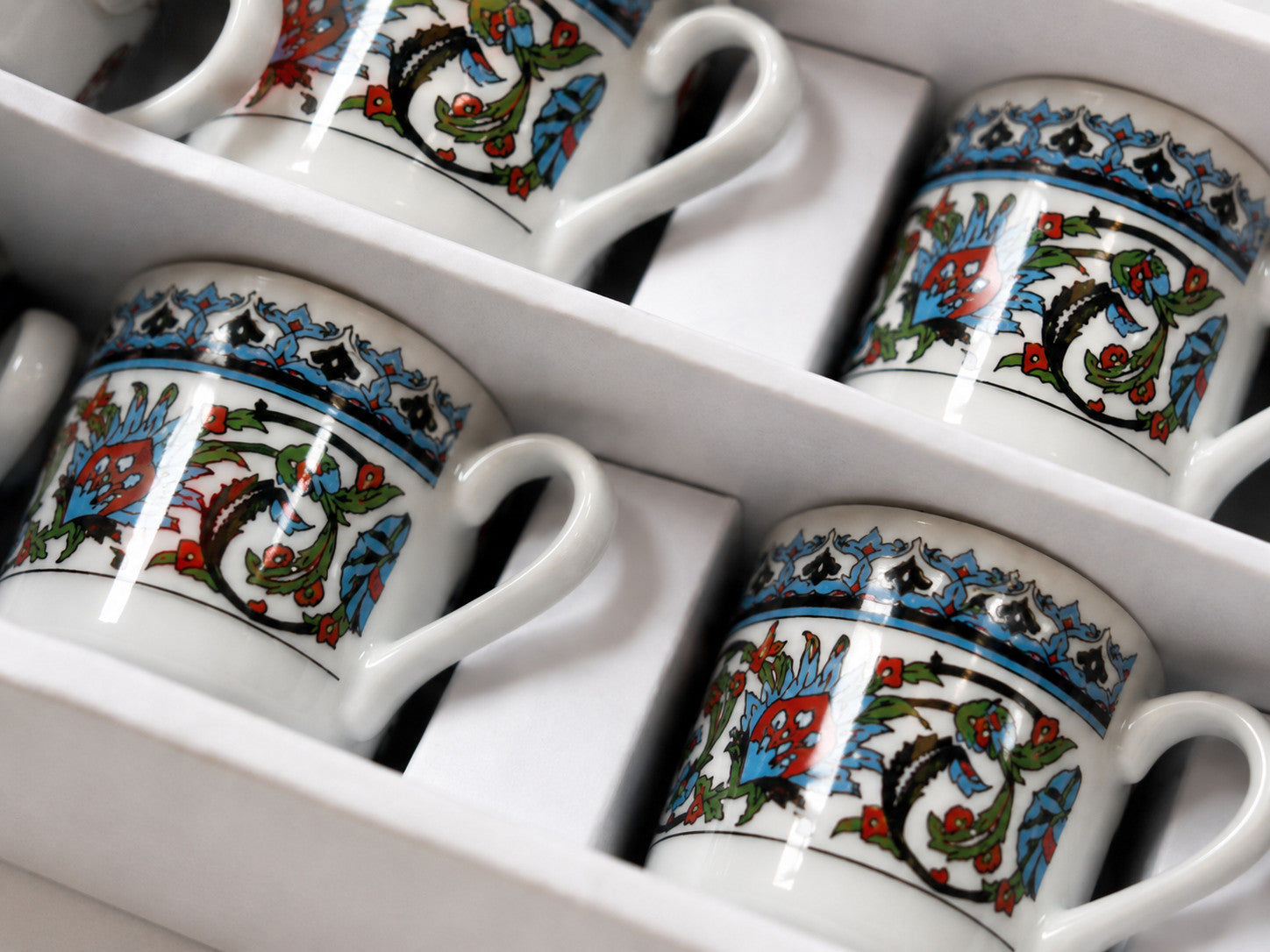 Espresso-Set 12-teilig 6 Porzellan-Espressotassen + 6 Untertassen Orientalisch