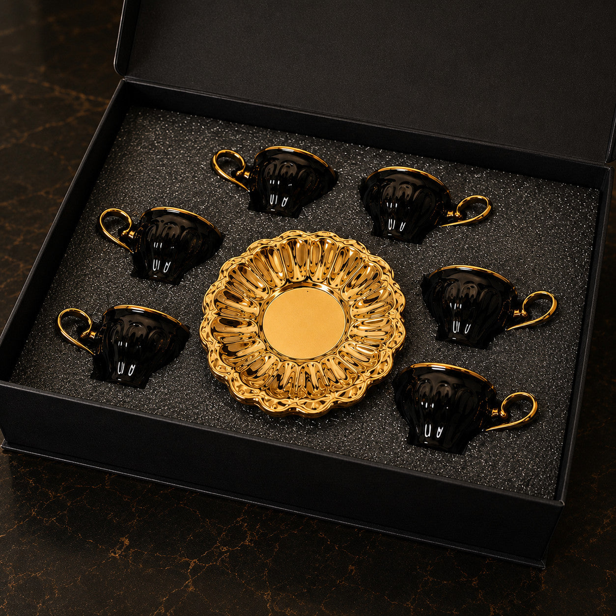 Kaffeetassen Mokka Set 6er mit Untertassen Porzellan Kaffeeservice 12-teilig