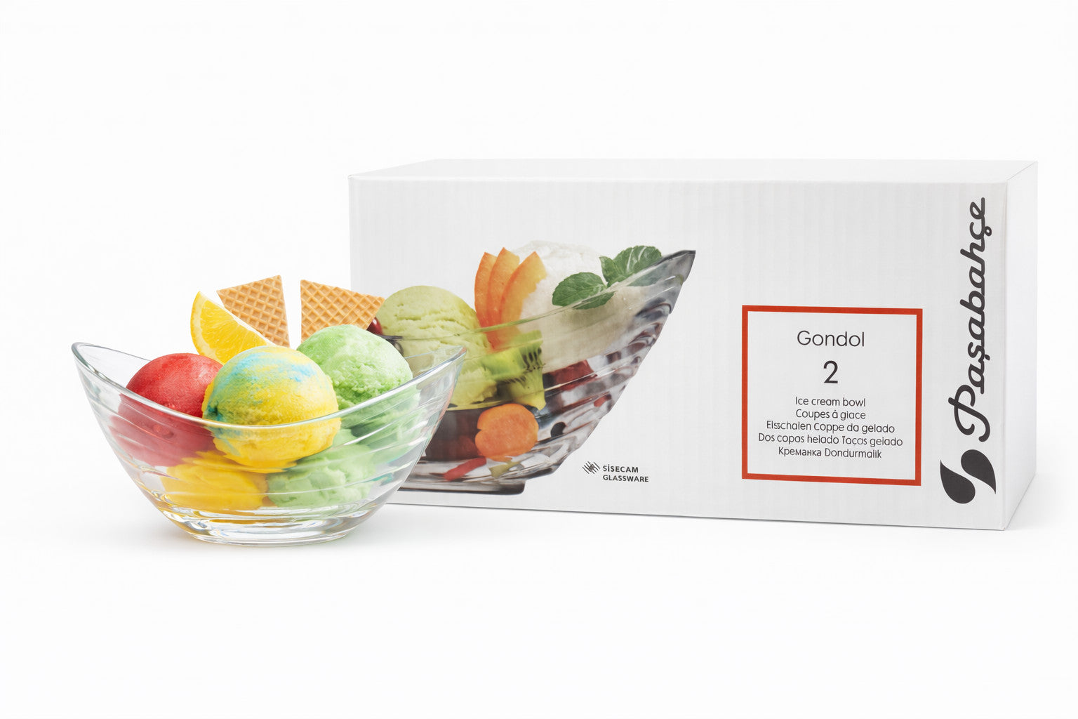 Eisbecher Dessertschalen Glas 2er Set - Eisglas Glasschalen Gondol