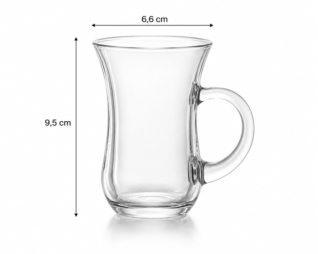 Pasabahce Keyif Teegläser mit Henkel 6er Set 145 ml Türkische Teegläser