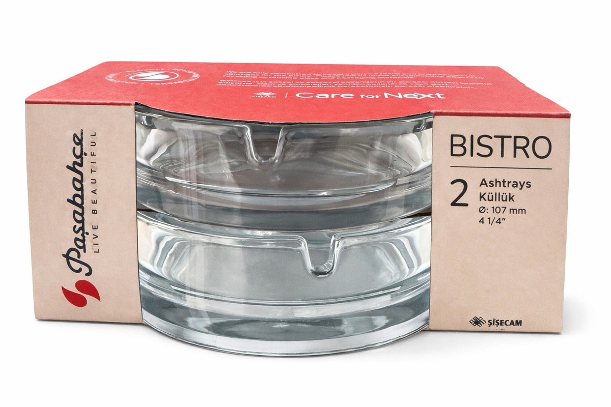 Pasabahce Bistro Glas Aschenbecher 2er Set Ø 107 mm Transparent