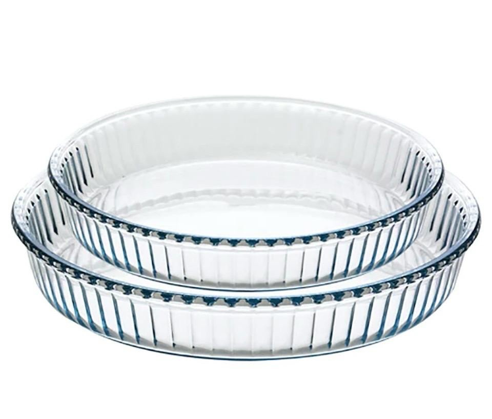 Auflaufform Glas gemustert Rund 2er | Desenli Borcam