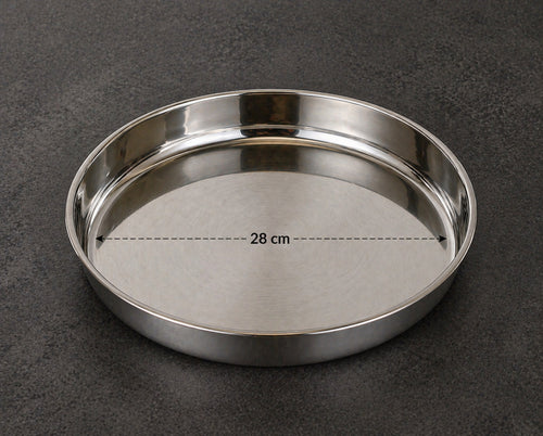 3er Edelstahl Serviertablett Set Ø 28/32/35 cm – Dampfgar Einsatz Stapelbar