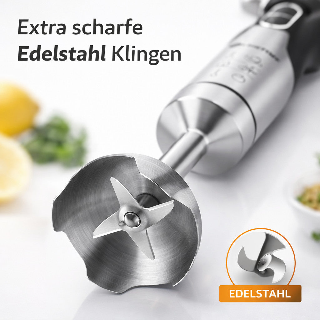 Stabmixer 600W Edelstahl Mixer Pürierstab Turbo Handmixer Smoothie Küche