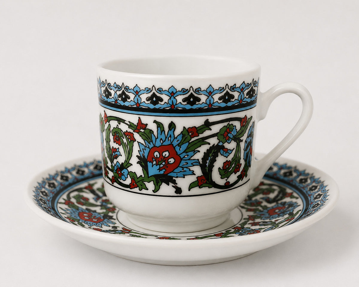 Espresso-Set 12-teilig 6 Porzellan-Espressotassen + 6 Untertassen Orientalisch
