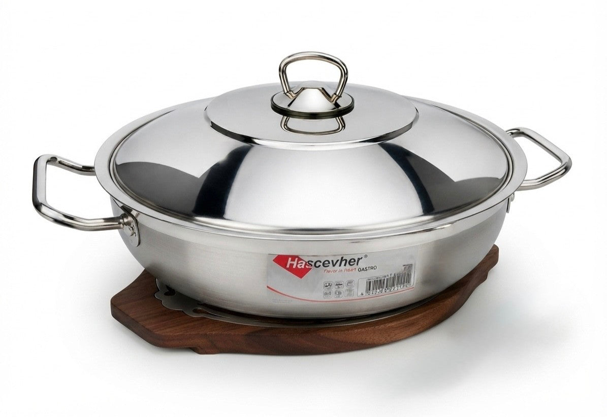 Kasserolle 30/10 cm mit Deckel 18/10 Edelstahl  Induktion, Gas, Elektro
