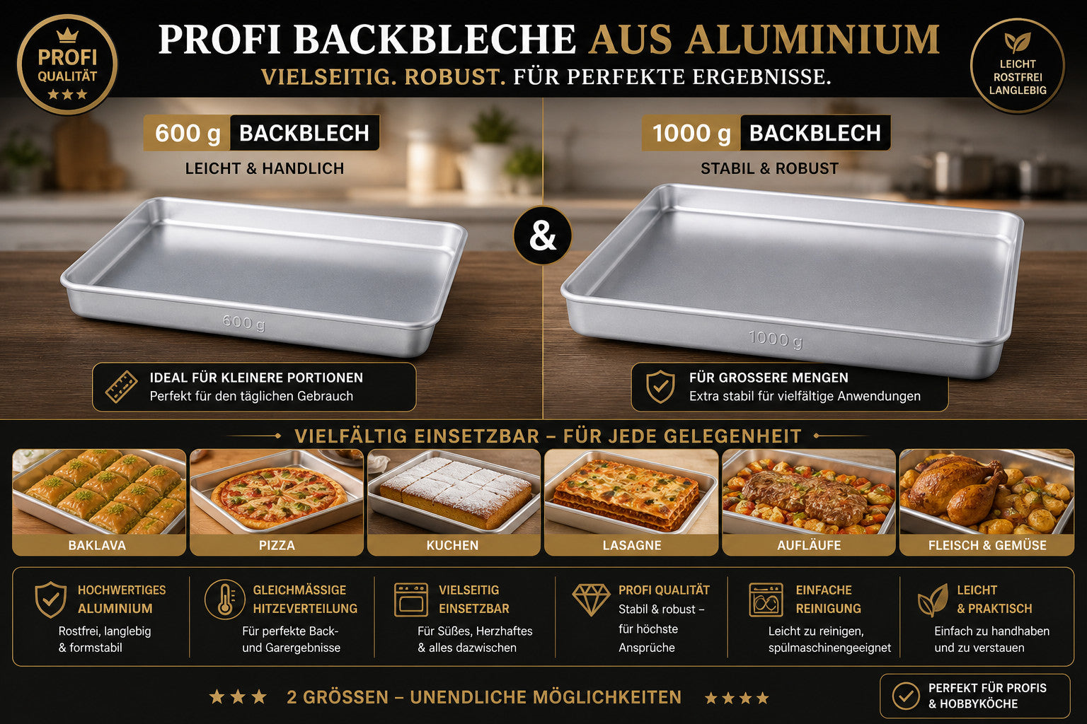 Backblech Aluminium 800g & 1000g Ofenblech Backform Baklava Tepsi