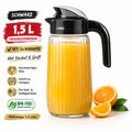 Glaskaraffe 1,5 L mit Deckel&Griff Schwarz/Weiß Wasserkanne Saftkanne Glas