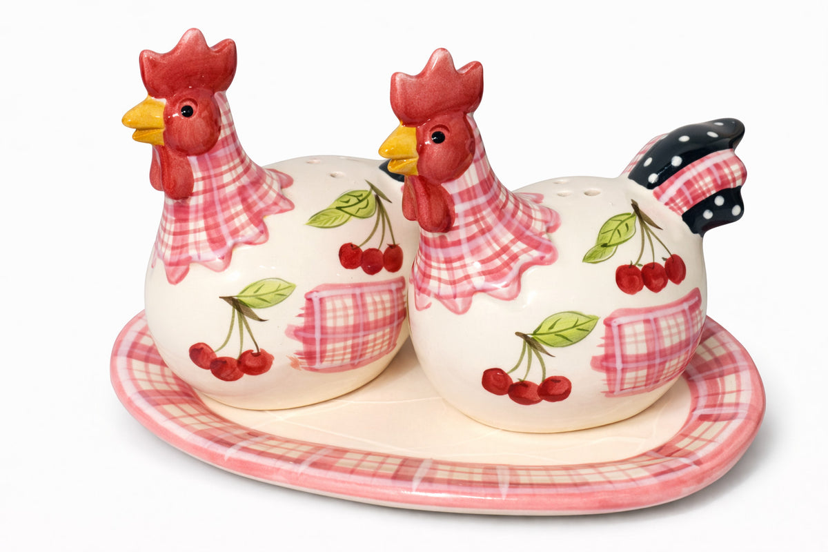 2er Salz & Pfefferstreuer Set Keramik Tiere Deko Küche (Sets mit Unterteller)